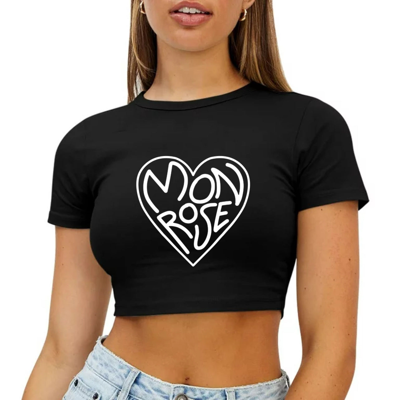 womens crop top Monrose love tee.