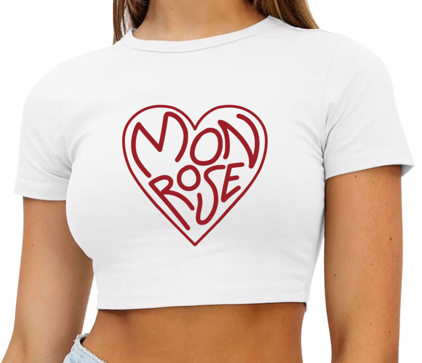 womens crop top Monrose love tee.